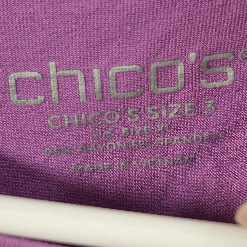 Chicos Foiled Touch of Cool Feather Print Long Sleeve Layering Tee Sz 3 XL - Picture 4 of 9